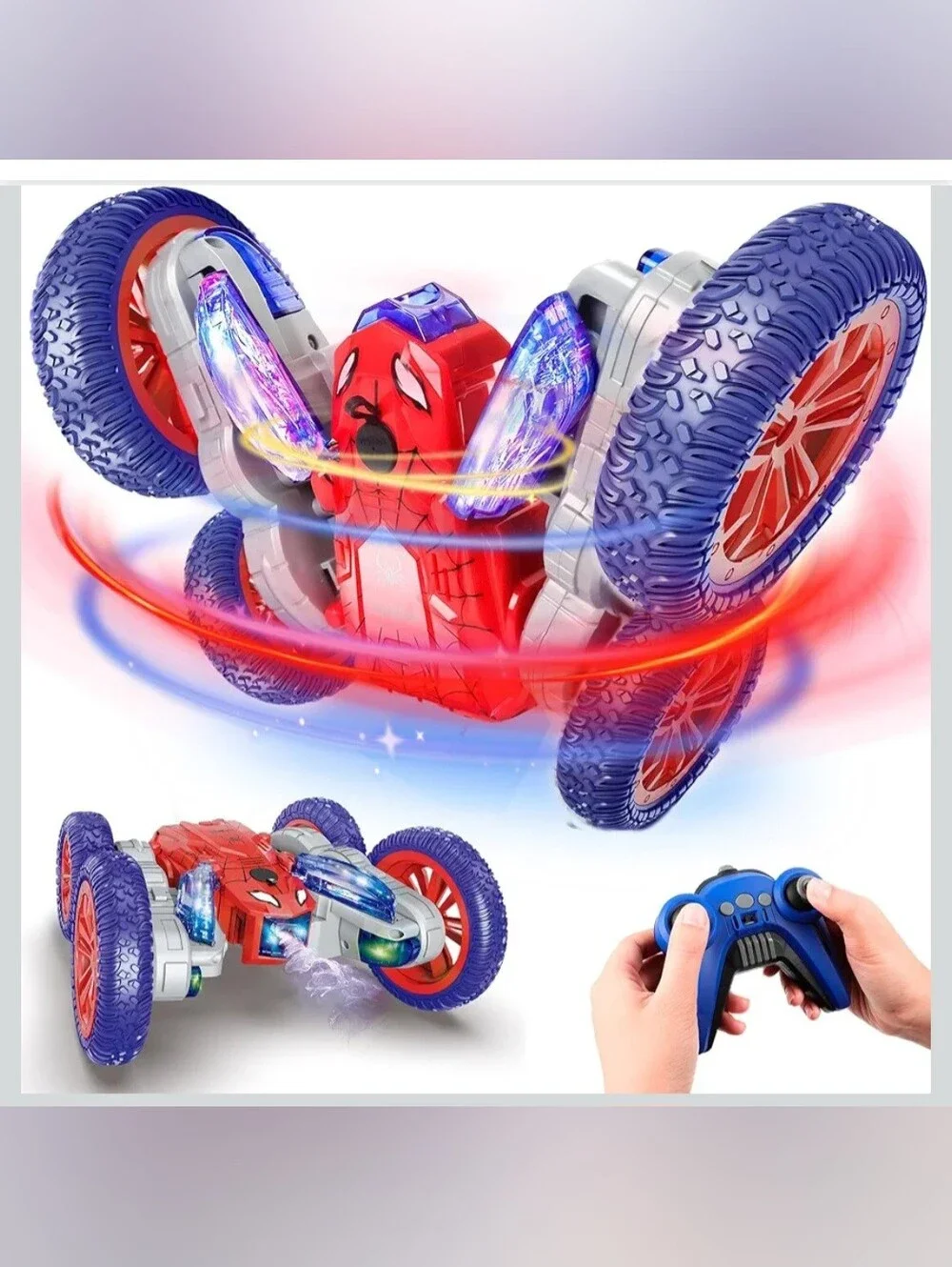 Spider RC Stunt Car - 360° Rotating 4WD Remote Control Toy with Lights & Spray,